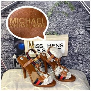 NAUTICAL MICHAEL KORS LEATHER ANKLE STRAP HEEL